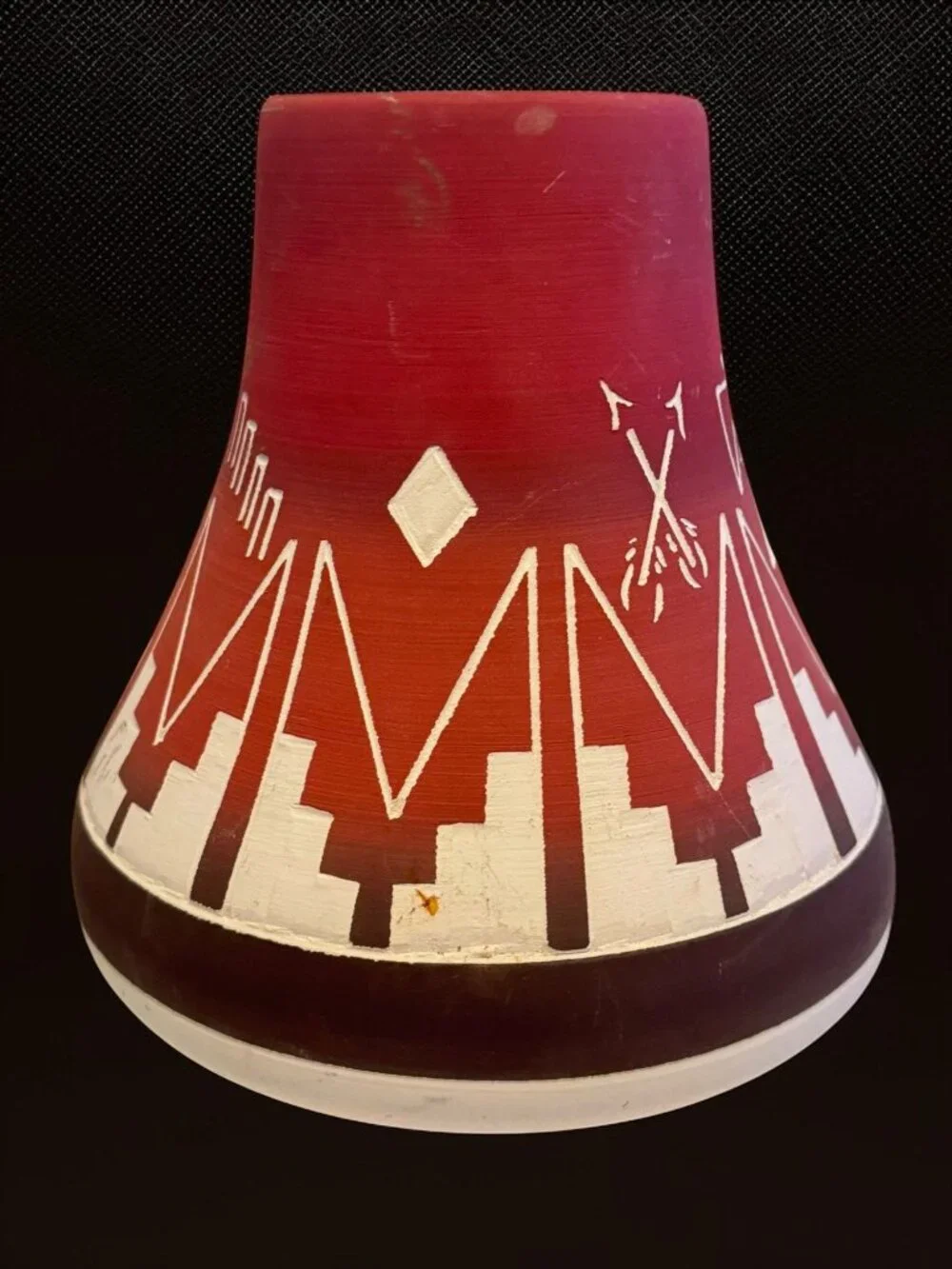 Southwestern Ceramic Pottery Vase With Geometric Design - Signed High Elk Sioux